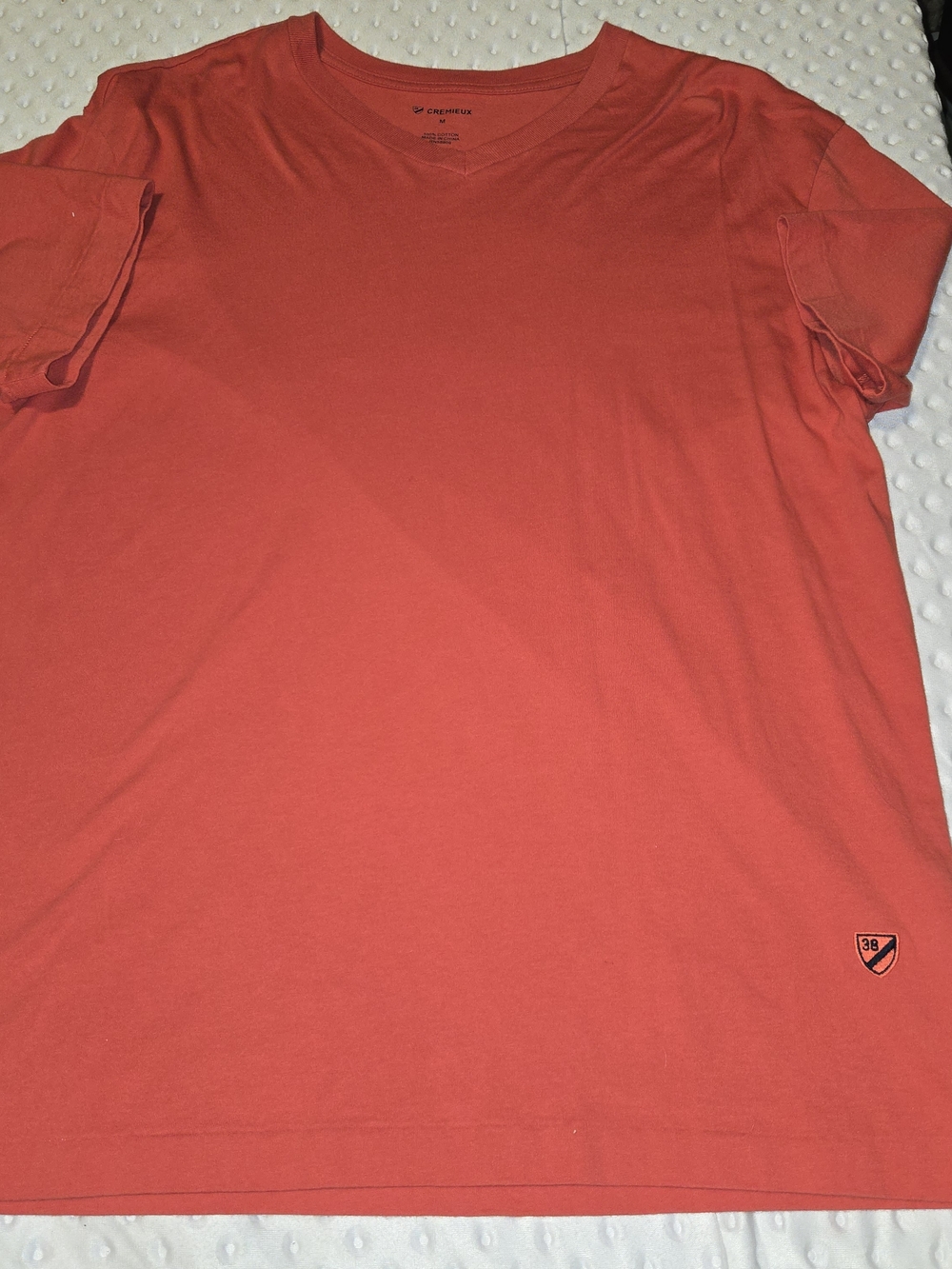 Cremieux Men’s V-Neck T-Shirt Red Short Sleeve Size Medium Stretch Cotton